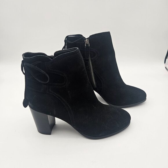 Vionic Ronnie Black Suede Block Heel Ankle Boot Bootie Womens Sz 8.5 NEW - Picture 3 of 10
